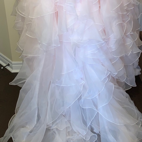 Oleg Cassini Strapless Ruffled Skirt Wedding Dress - Picture 2 of 11